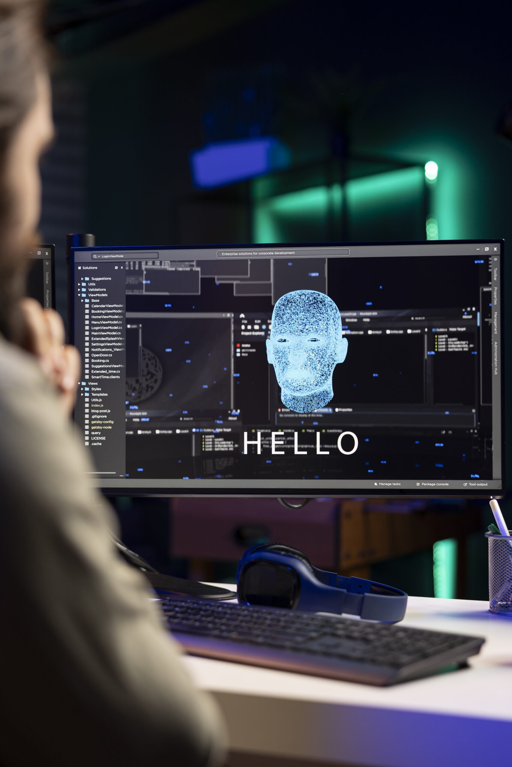 self aware artificial intelligence becoming alive, saluting it professional